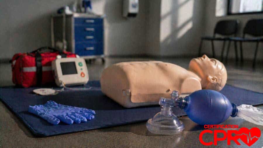 CPR training manikin with AED and rescue mask for certification in Tallahassee.